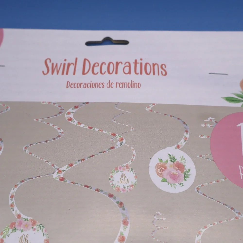 Sweet Baby Girl Swirl Decorations 12 Pcs Party Ceiling Hanging Lot of 3